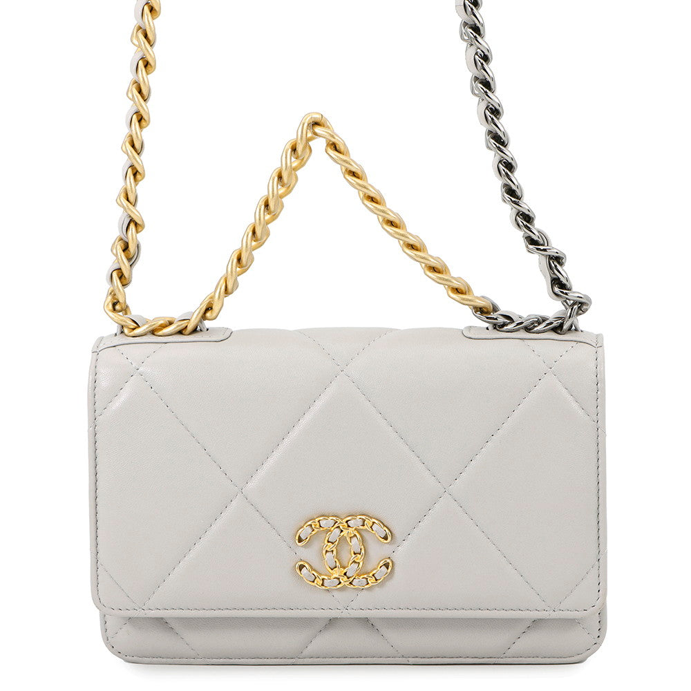 CHANEL CHANEL19 Chain wallet GrayAP0957 Lambskin