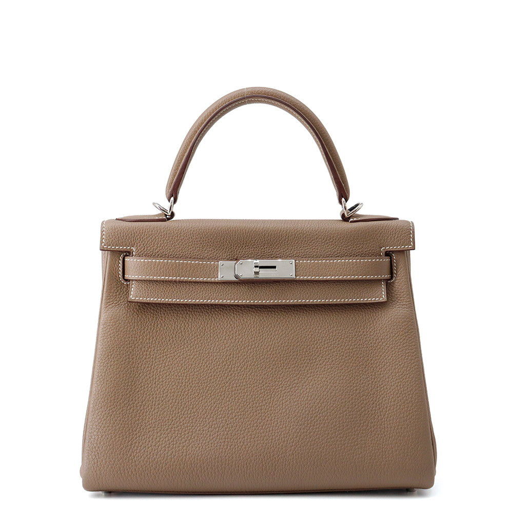 HERMES Kelly Retourne Etoupe Togo Leather Size 28