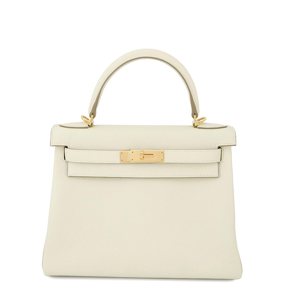 HERMES Kelly Retourne Craie Togo Leather Size 28