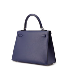 将图像加载到图库查看器中，HERMES Kelly Sellier Blue Encre Veau Madame Size 25
