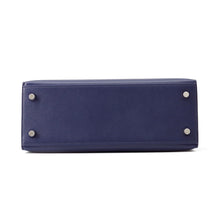 将图像加载到图库查看器中，HERMES Kelly Sellier Blue Encre Veau Madame Size 25
