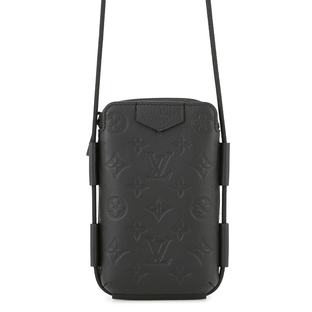 LOUIS VUITTON Lace-up Pouch BlackM12601 Monogram Shadow