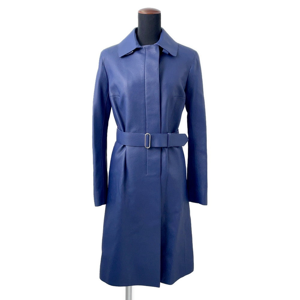 HERMES TrenchCoat Size 34 Blue Deer Leather100%