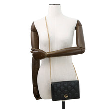 将图像加载到图库查看器中，GUCCI GGMatelasse Chain Wallet Black723787 Leather
