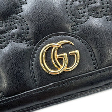 将图像加载到图库查看器中，GUCCI GGMatelasse Chain Wallet Black723787 Leather
