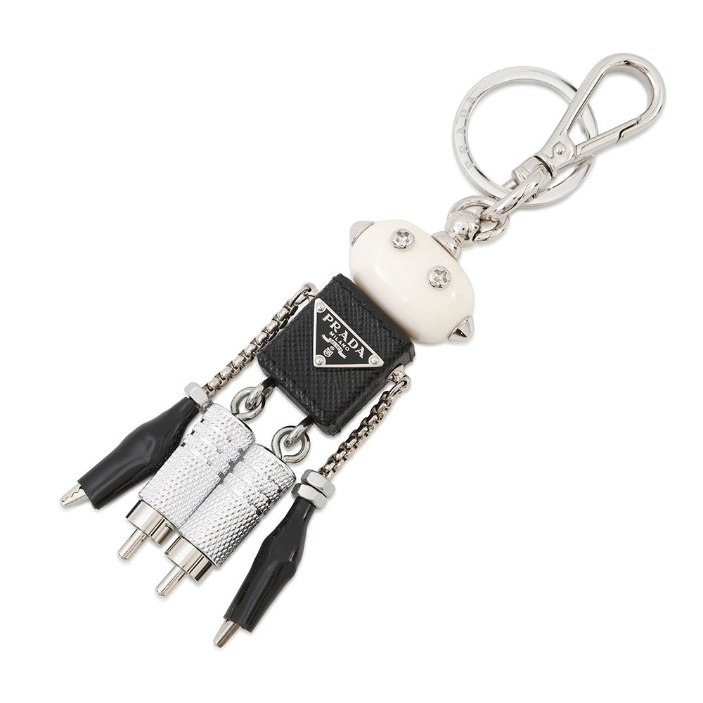 PRADA Robot Bag Charm White/Black2TR101 Saffiano LeatherLeather Metal