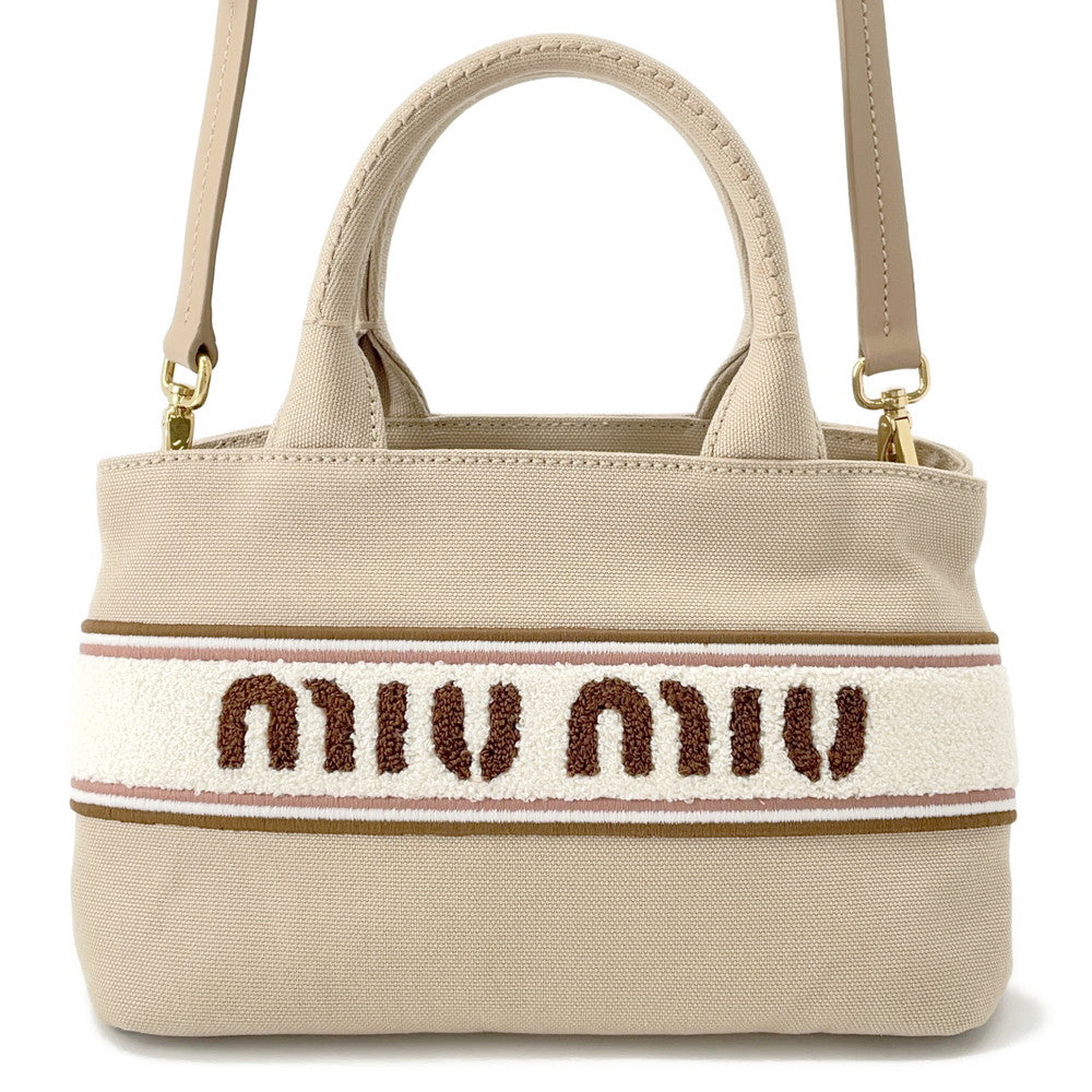 MIUMIU Canvas2wayHandbag Beige5BA253 Cotton