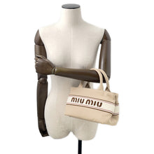 将图像加载到图库查看器中，MIUMIU Canvas2wayHandbag Beige5BA253 Cotton

