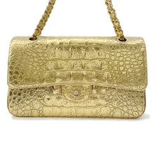 Load image into Gallery viewer, CHANEL Double Flap ChainShoulder Bag GoldA01112 Embossed Leather Size 25
