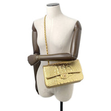 Load image into Gallery viewer, CHANEL Double Flap ChainShoulder Bag GoldA01112 Embossed Leather Size 25
