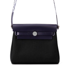 Load image into Gallery viewer, HERMES Herbag zip Blue Indigo/Black Toile Military Vache Hunter Leather Size Mini
