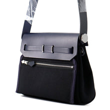Load image into Gallery viewer, HERMES Herbag zip Blue Indigo/Black Toile Military Vache Hunter Leather Size Mini
