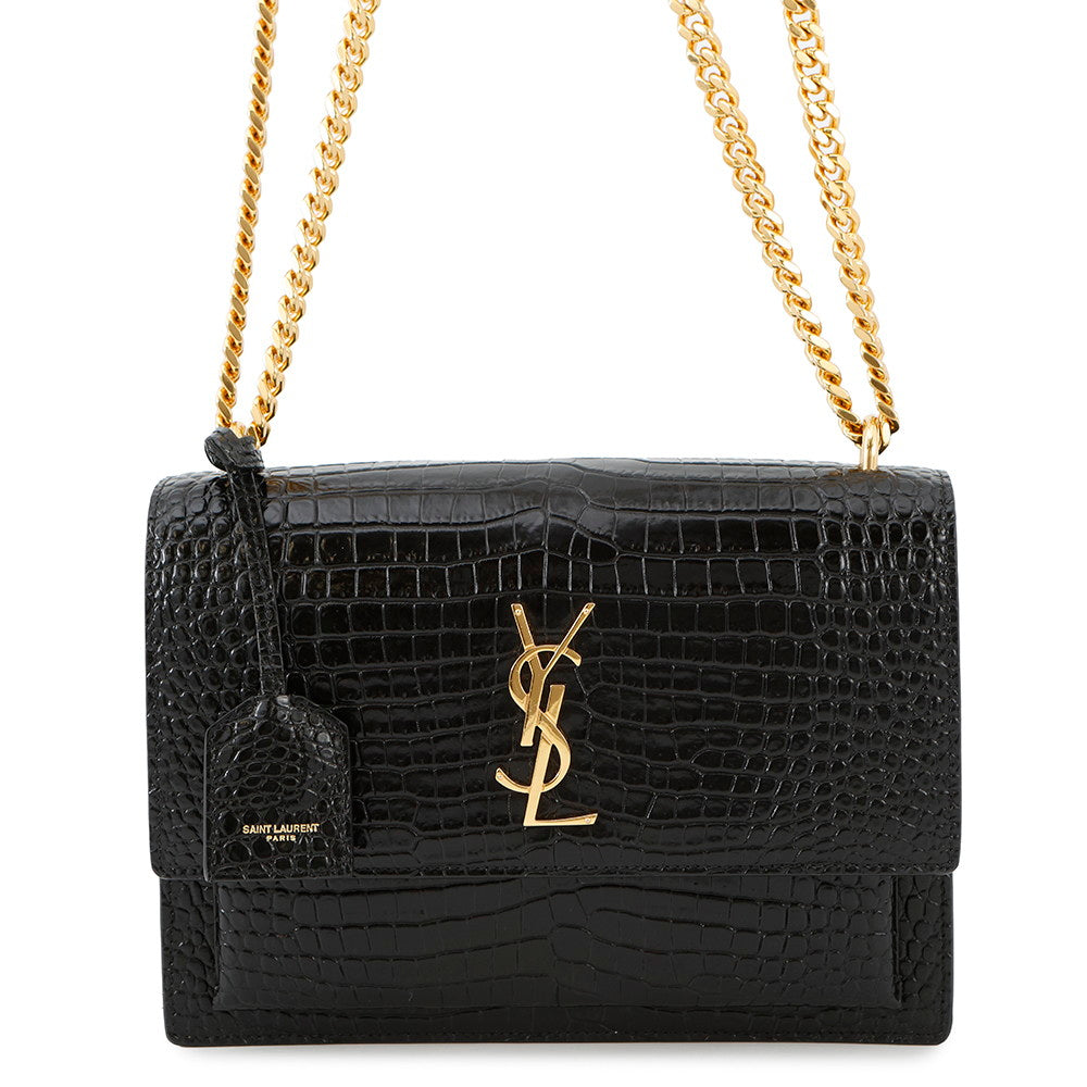 SAINT LAURENT PARIS Sunset ChainShoulder Bag Black442906 Croco embossed leather