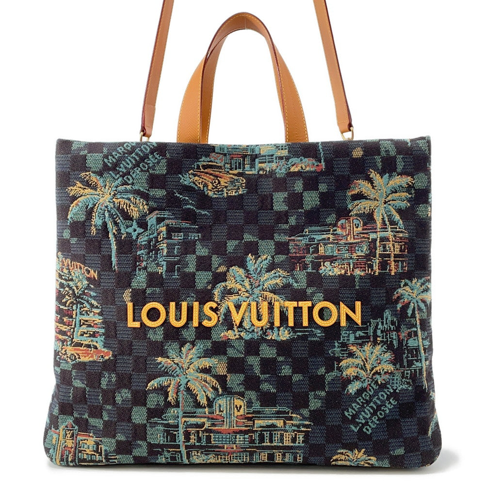 LOUIS VUITTON Shopper Tote Marina blueN00218 Damier Palm Tree Jacquard Cotton Size MM