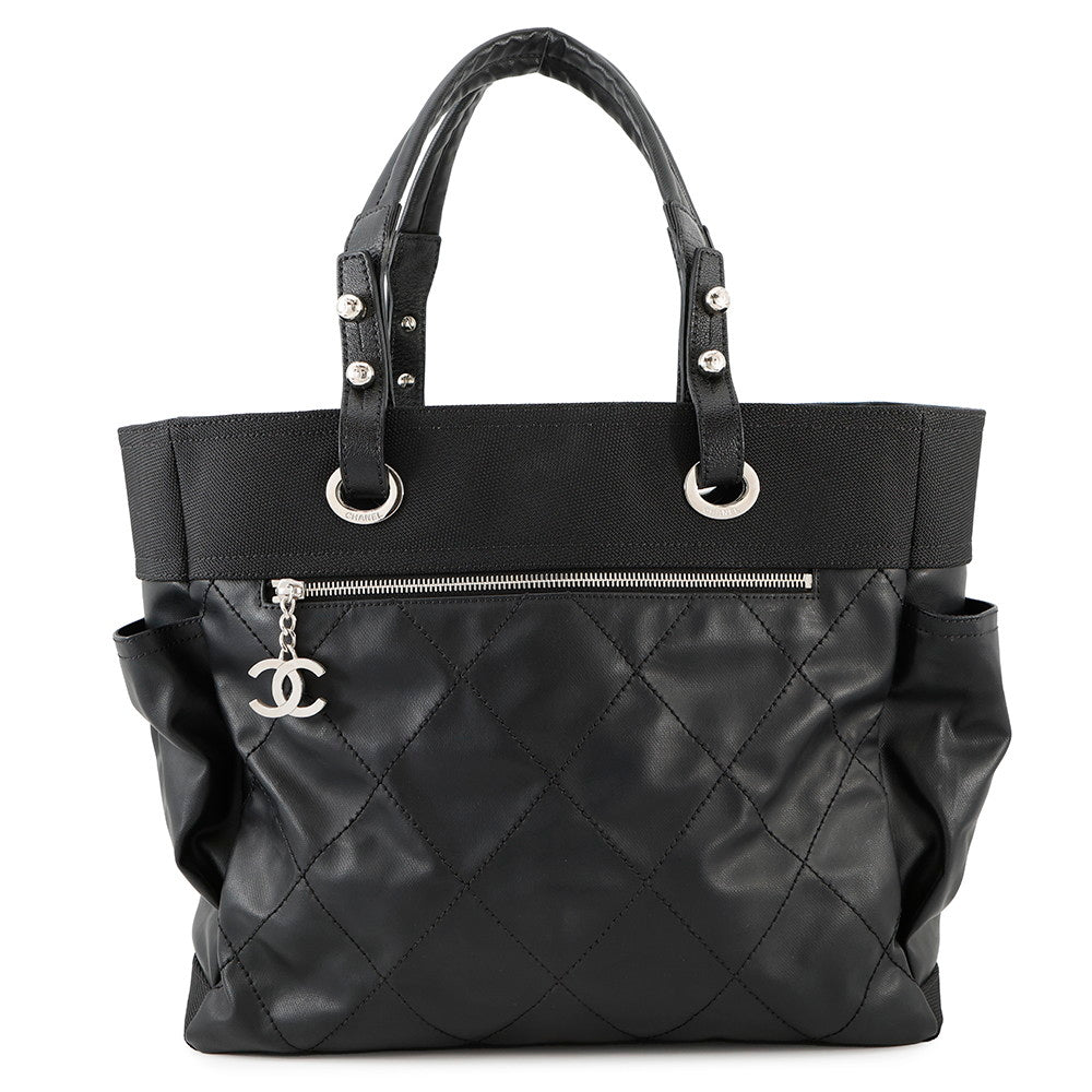 CHANEL Paris-Biarritz Tote Bag BlackA34210 Leather Canvas Size GM