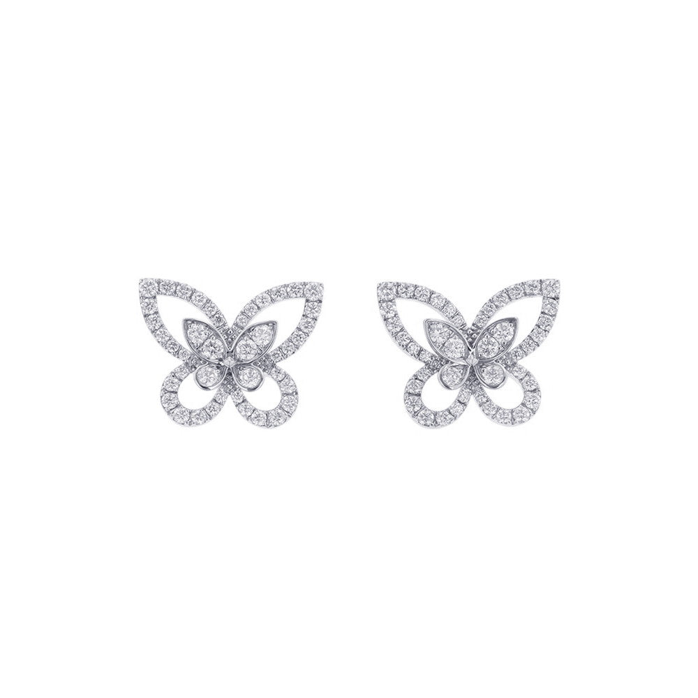 GRAFF Butterfly Silhouette Mini Stud EarringsRGE1574 18K White Gold