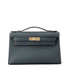 将图像加载到图库查看器中，HERMES PochetteKelly Vert Mangrove Swift Leather
