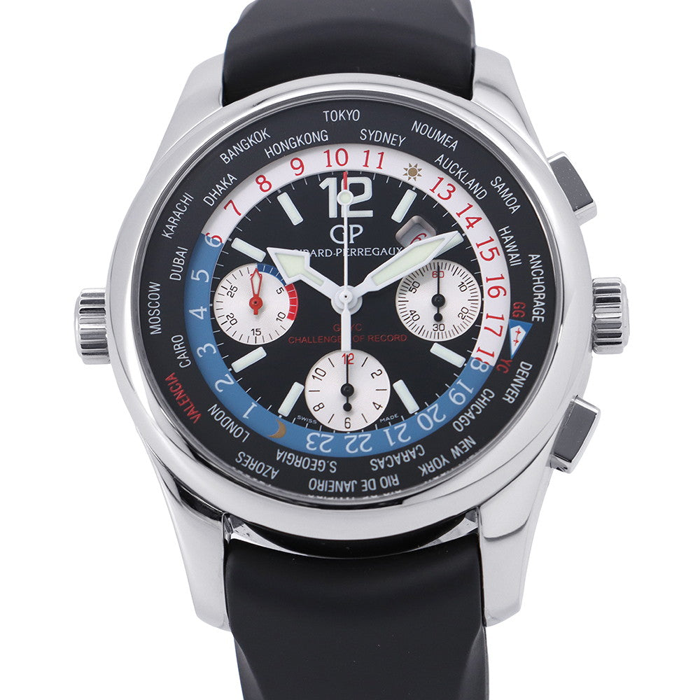 GIRARD-PERREGAUX WW.TC World Time Chronograph W43mm Stainless Steel Rubber Black Dial49800
