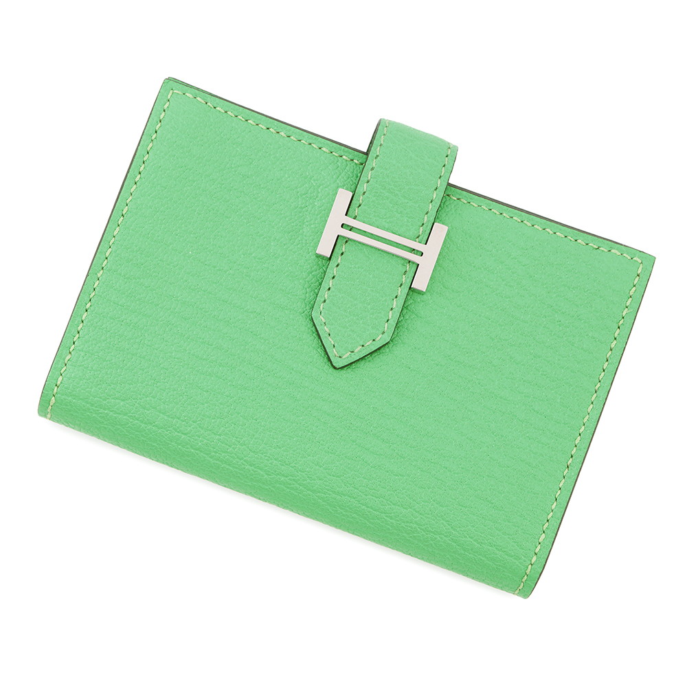 HERMES Bearn Card Case VertComic Chevre Myzore Goatskin
