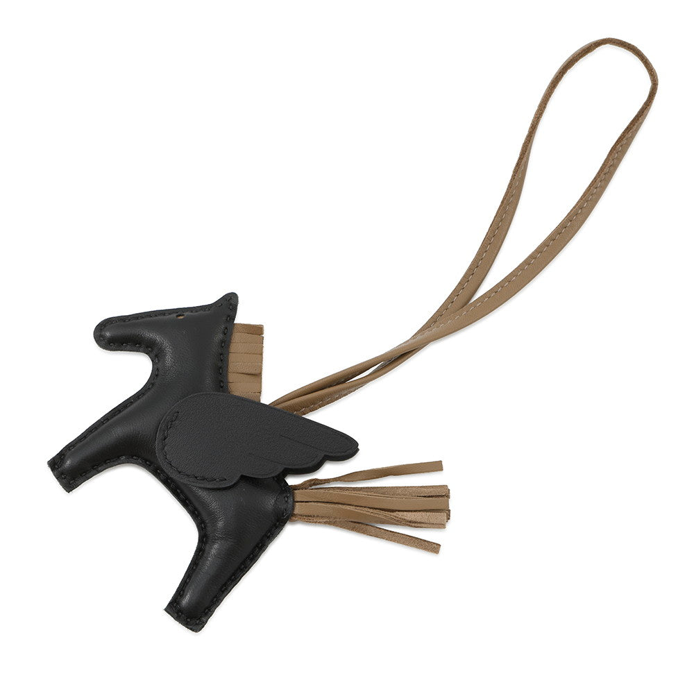 HERMES Rodeo Pegasus Black/Etoupe Lambskin Size PM