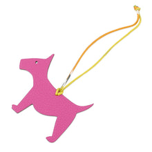Load image into Gallery viewer, HERMES Petit Ash Bag Charm Dog Magnolia/Brown Taurillon Clemence Chevre
