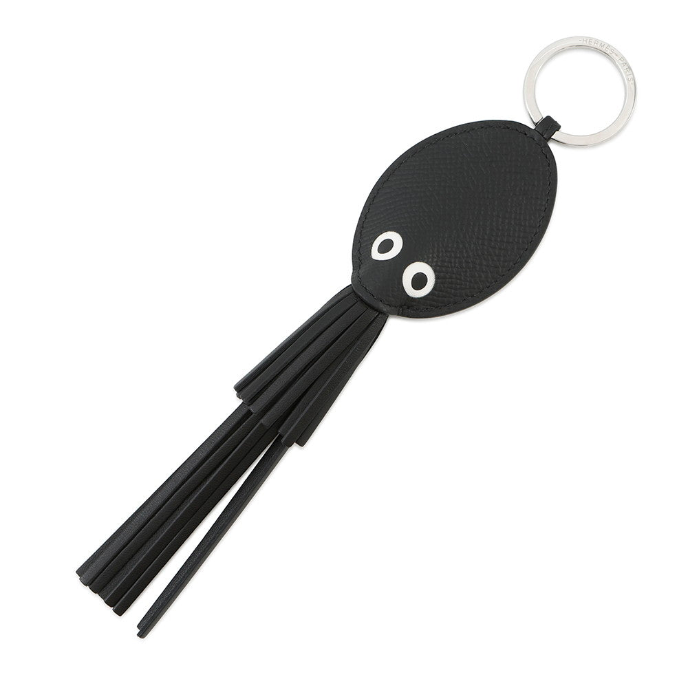 HERMES Pulp Bag Charm Octopus Black Epsom Lambskinson