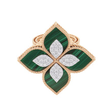 将图像加载到图库查看器中，Roberto Coin Princess Floral Malachite Ring Size Approximately 11号 LargeADV888RI1838_01 18K Pink Gold
