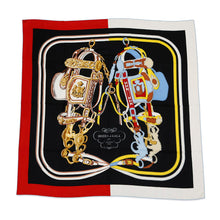 将图像加载到图库查看器中，HERMES Carre Jehan《Brides de Gala Applique Pique》 Size 140 Rouge/Black/Blue Ciel Cashmere70% Silk30%
