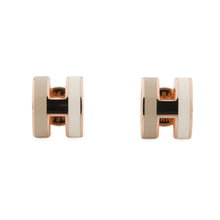 Load image into Gallery viewer, HERMES Pop Ash Bicolor Earrings Size Mini White/Marron glacé Metal Lacquer
