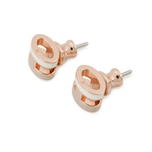 Load image into Gallery viewer, HERMES Pop Ash Bicolor Earrings Size Mini White/Marron glacé Metal Lacquer
