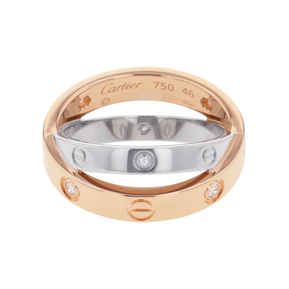 CARTIER Be Love Half Diamond Ring Size 46/#6B4094300 K18PG K18WG