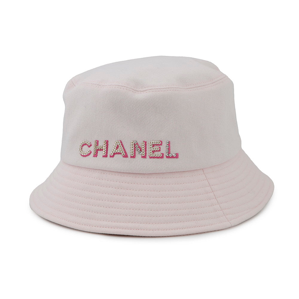 CHANEL logo bucket hat Size M Pink Cotton100% Sequins