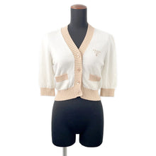 Load image into Gallery viewer, PRADA Cropped Cotton Cardigan Size 36 Beige/WhiteP25I04 Cotton100%
