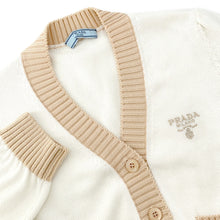 Load image into Gallery viewer, PRADA Cropped Cotton Cardigan Size 36 Beige/WhiteP25I04 Cotton100%
