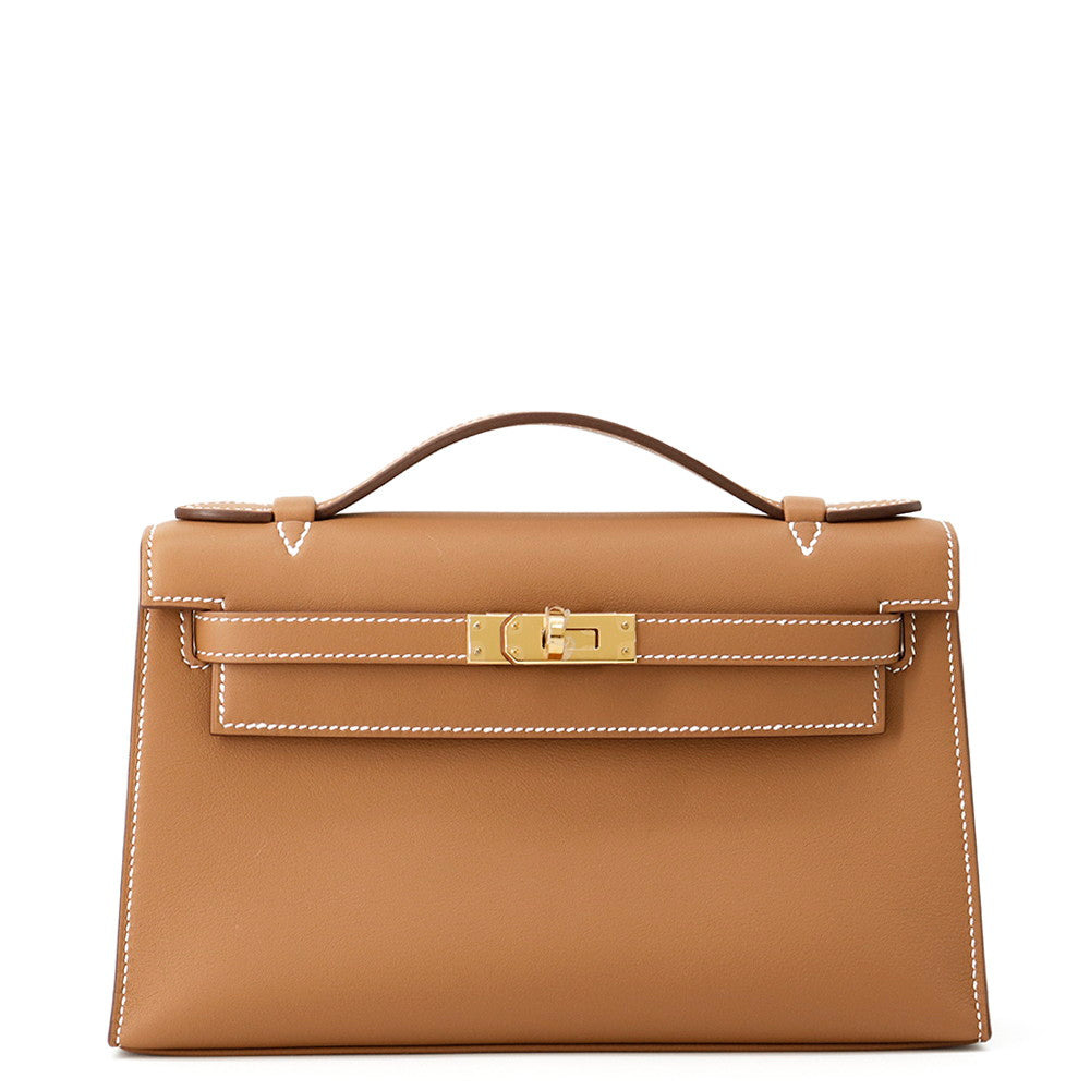 HERMES PochetteKelly Gold Swift Leather