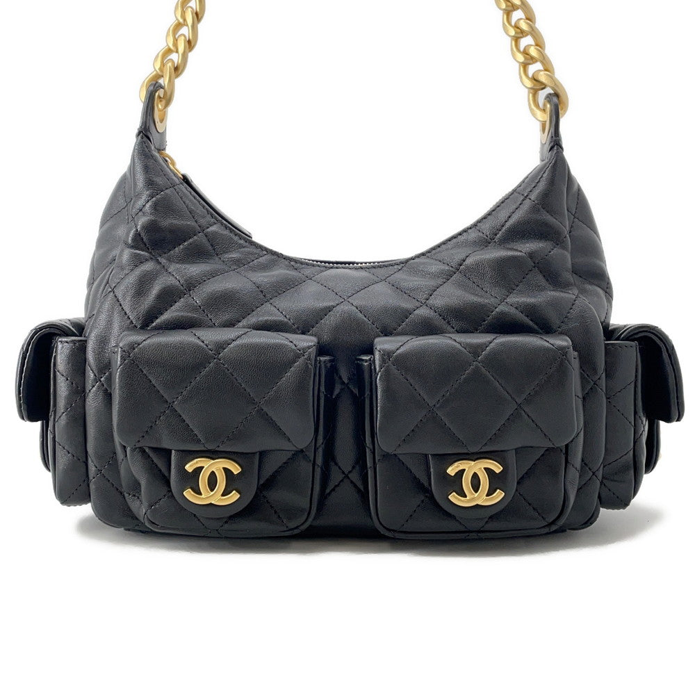 CHANEL Maxi Hobo Bag BlackAS5302 Shiny Lambskin