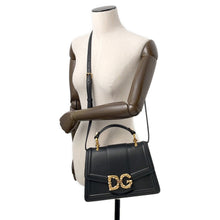 将图像加载到图库查看器中，DOLCE&amp;GABBANA DG Amore 2-way Handbag Black Calf Leather Faux Pearl
