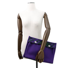 将图像加载到图库查看器中，BURBERRY Check Pattern Clutch Bag Purple/Green8074939 Canvas
