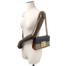 将图像加载到图库查看器中，GUCCI GG Supreme Padlock ChainShoulder Bag Beige/Black409487 GG Supreme Leather Size Small
