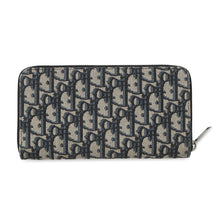 将图像加载到图库查看器中，Dior Oblique Zip Around Long Wallet Navy/Black Canvas
