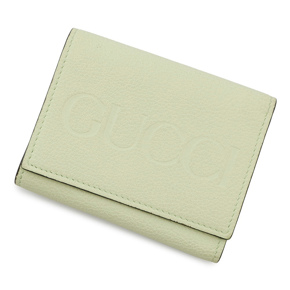 GUCCI embossed logo compact wallet Green731694 Leather