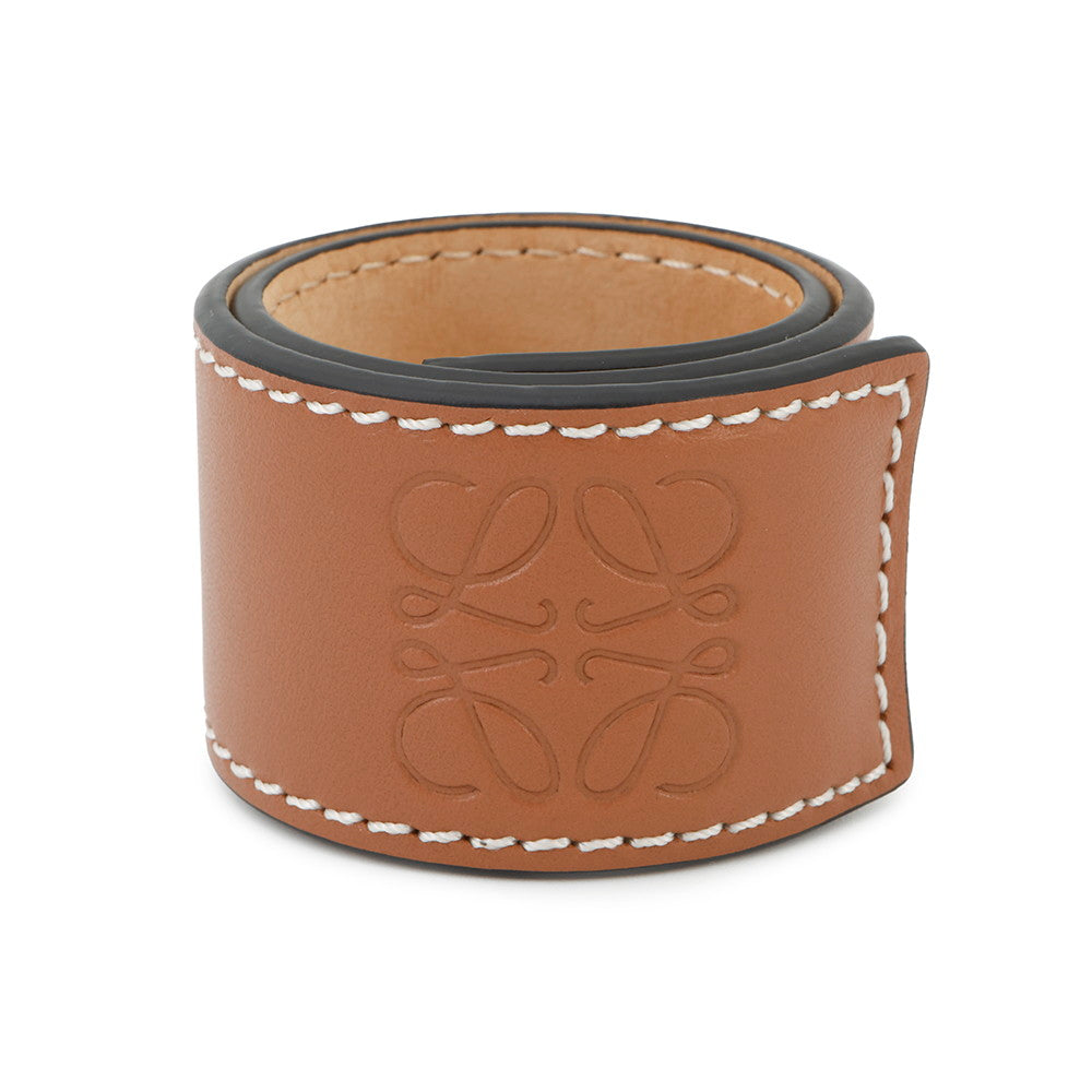 LOEWE Anagram Slap Bracelet Brown Leather