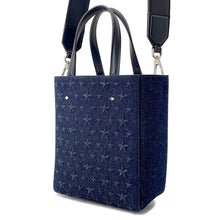 将图像加载到图库查看器中，JIMMY CHOO Lenny North South 2-Way Bag Navy Denim Leather Size S-M
