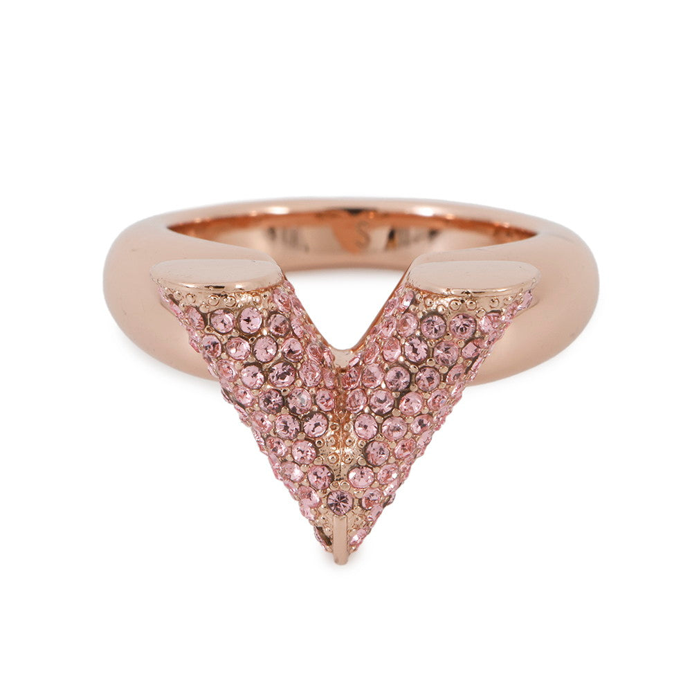 LOUIS VUITTON Essential V Strass Ring Size S Pink/Pink GoldM68194 Metal Rhinestone