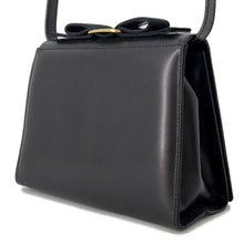 Load image into Gallery viewer, Ferragamo Vala Ribbon Shoulder Black Leather
