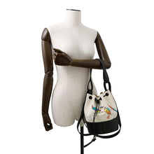 将图像加载到图库查看器中，LOEWE Paula Ibiza Balloon Shoulder White/Black Canvas Leather Size Small
