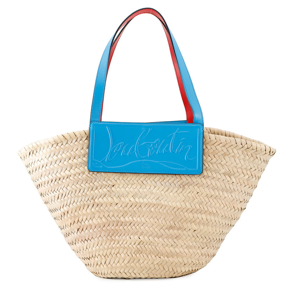 Christian Louboutin Rubishore basket bag Beige/Blue1215220 Raffia Leather