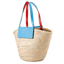 将图像加载到图库查看器中，Christian Louboutin Rubishore basket bag Beige/Blue1215220 Raffia Leather
