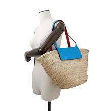 将图像加载到图库查看器中，Christian Louboutin Rubishore basket bag Beige/Blue1215220 Raffia Leather
