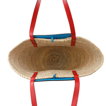 将图像加载到图库查看器中，Christian Louboutin Rubishore basket bag Beige/Blue1215220 Raffia Leather
